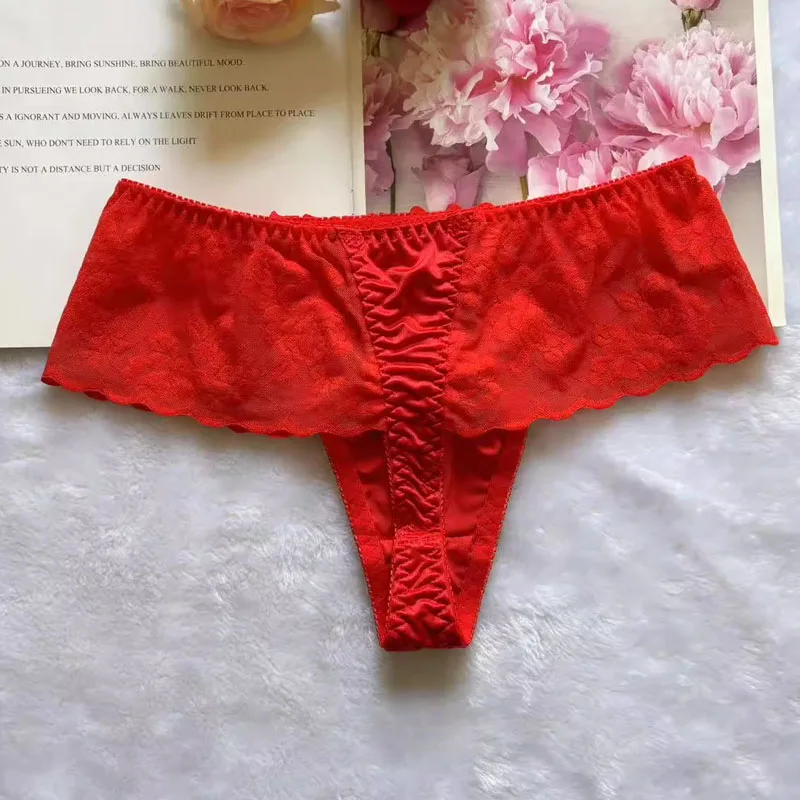 اليابانية الجديدة الرجال الأحمر مثير الدانتيل ثونغ سيسي لينة مريحة T-الظهر ملخصات المثيرة سلسلة الملابس الداخلية الرجال الملابس الداخلية