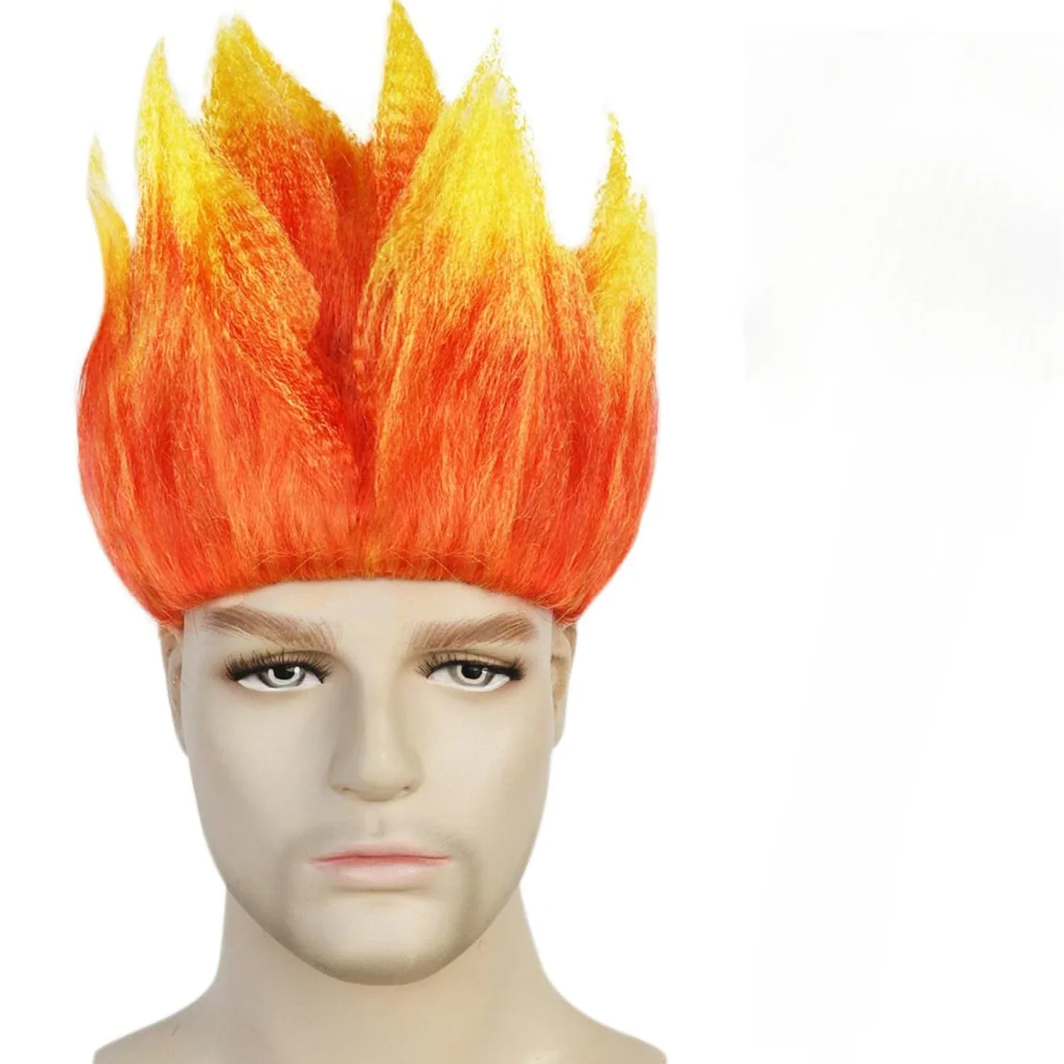 Halloween Anime Anger Flame Perücke für Männer, orange stachelige Perücke, kurzes Feuer Cosplay, synthetische Perücke, Outfit für Halloween Party Perücke