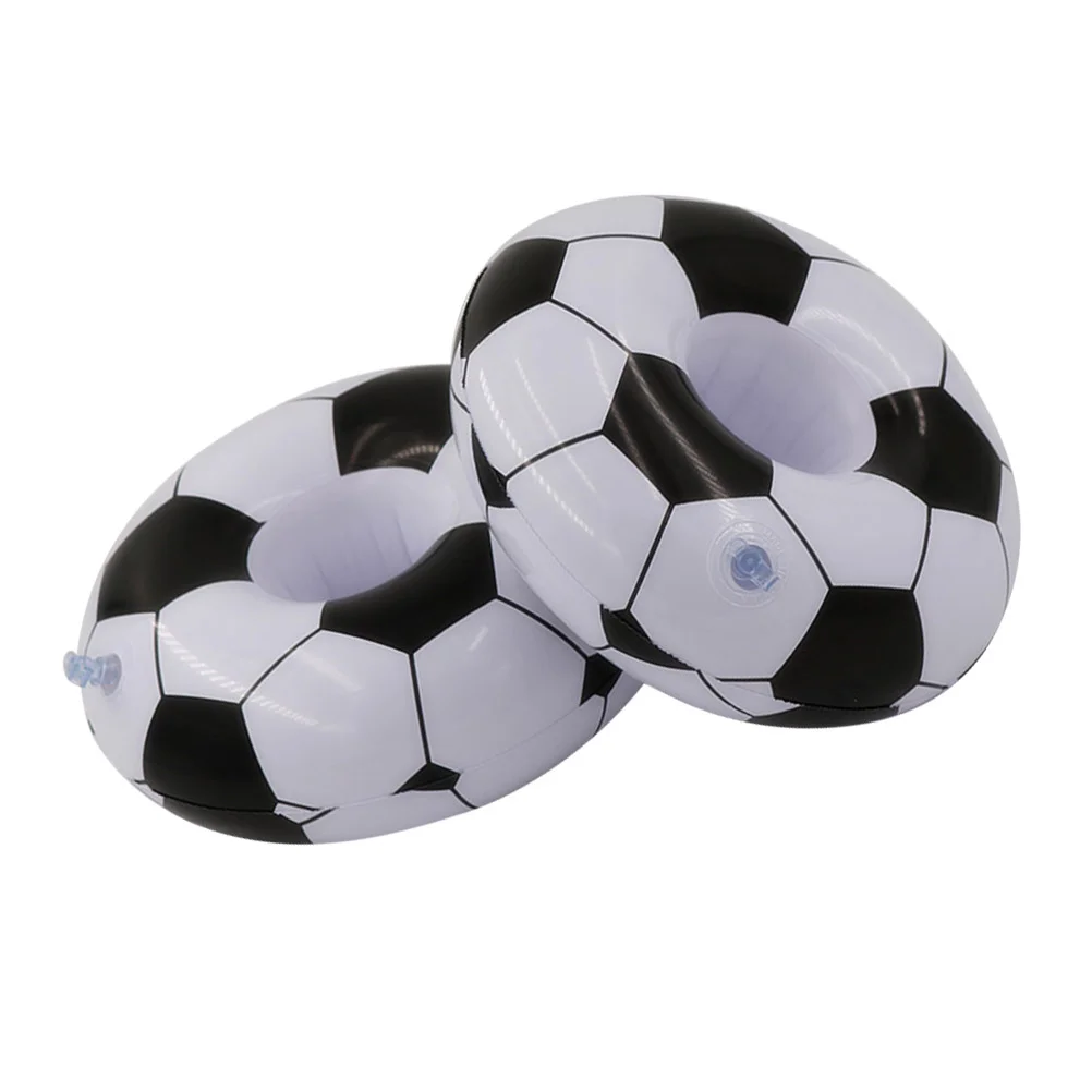 2pcs Inflatable Loevely Football Coasters Drink Cup Holder Beach Backdrop Party Favors Decoration floating drink holder