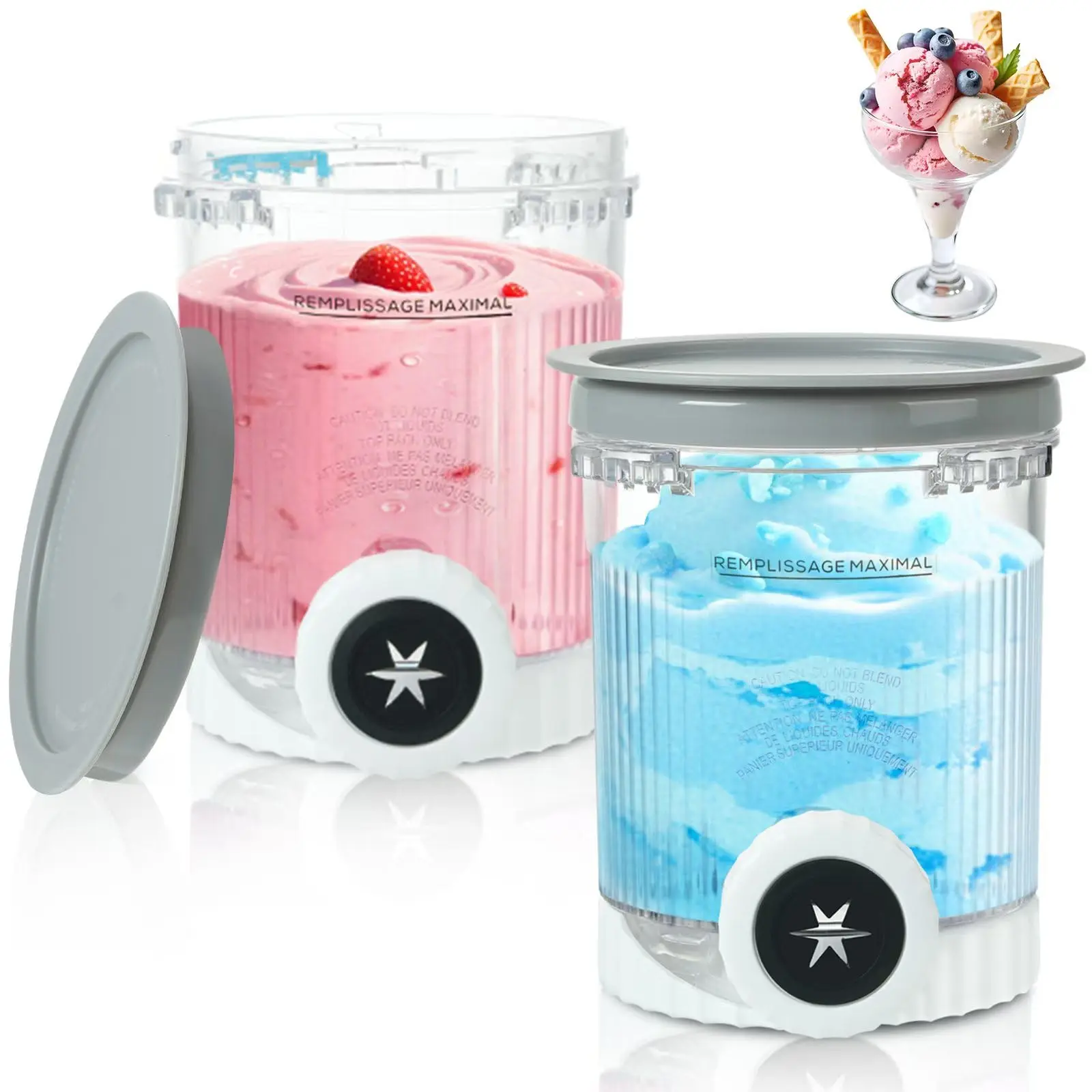 

2 Pack Pints and Lids For Ninja Swirl NC700 NC701 Series Ice Cream & Soft Serve Makers Ice Cream Cup Accessories