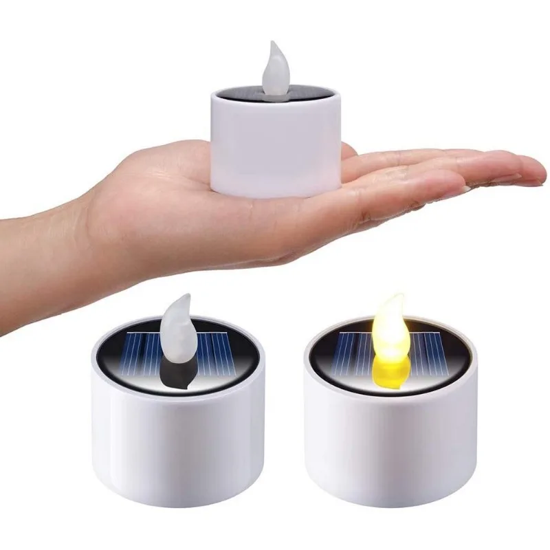6pcs Solar LED Candle Decorative Outdoor Waterproof Switch Simulated Candle Lamp Battery Powered for Wedding Party Decorative
