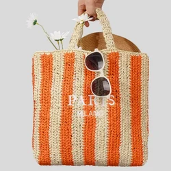 Summer casual chic avant-garde letter street woven tote