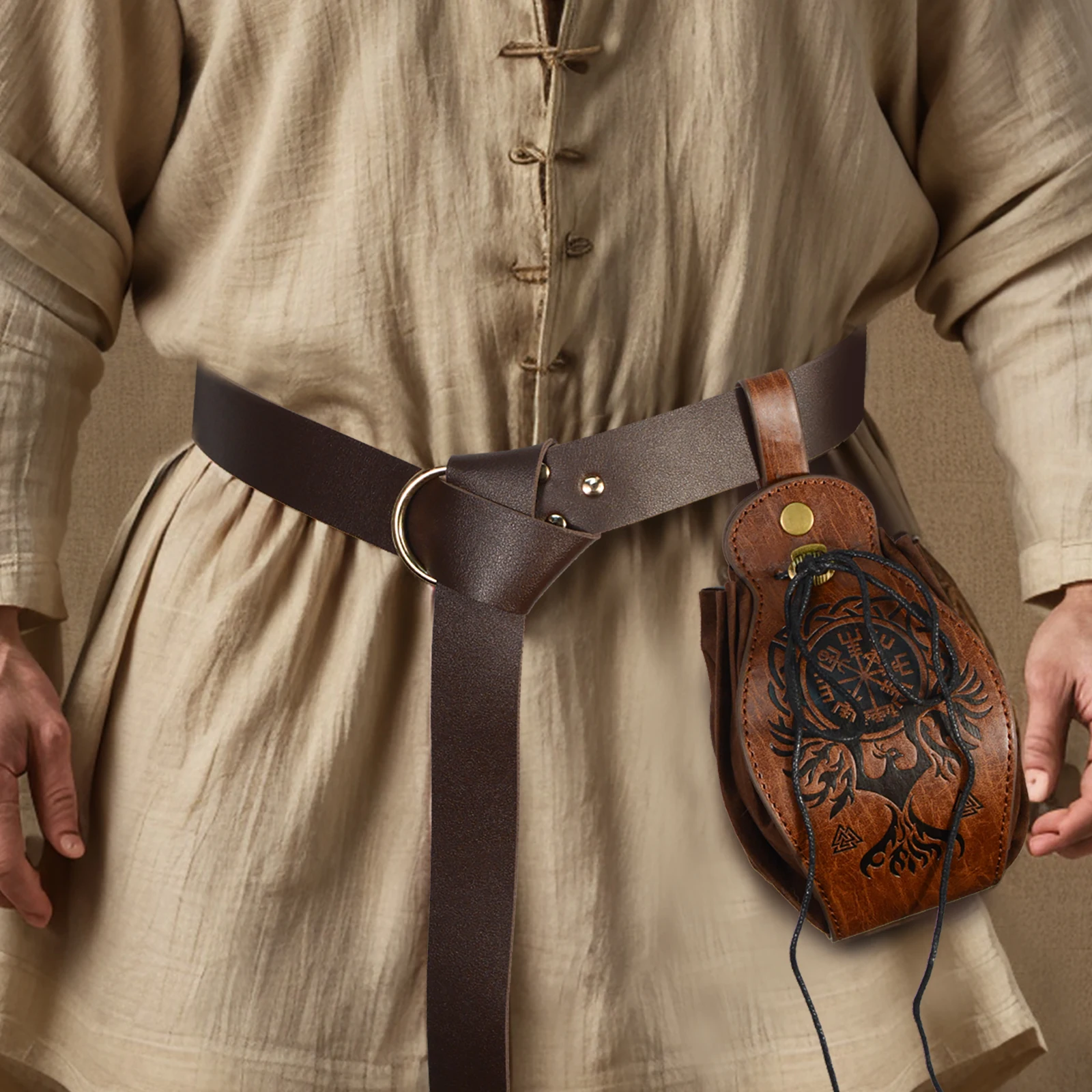 القرون الوسطى فايكنغ خمر كيس مزموم المال سلتيك تصاميم الجلود الرباط حقيبة محفظة نسائية للعملات المعدنية الرجال النساء تأثيري حلي الملحقات