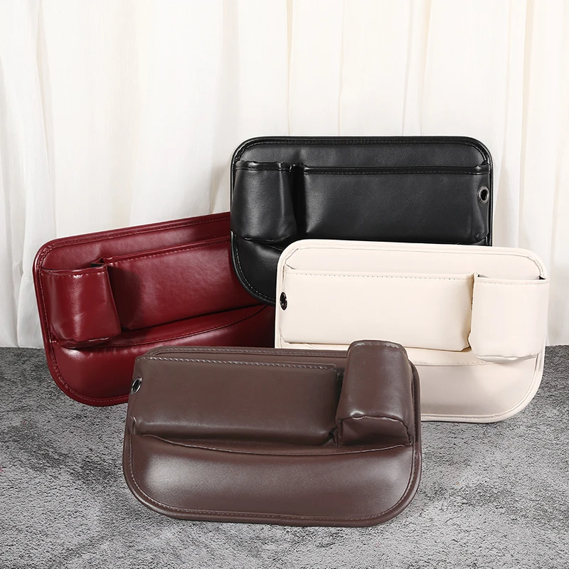 Leather Car Seat Gap Crevice Storage Box Filler Side Storage Box Cup Holder Gap Organizer Multifunction Bag Interior Accessories