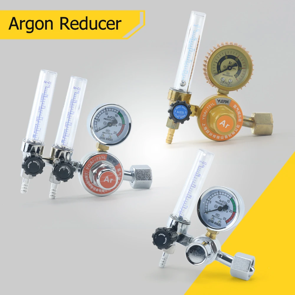 Argon Regulator Gas Pressure Reducing Valve 0-25Mpa CO2 Mig Tig Flow-Meter Welding Single/Double Tube Pressure Reducer