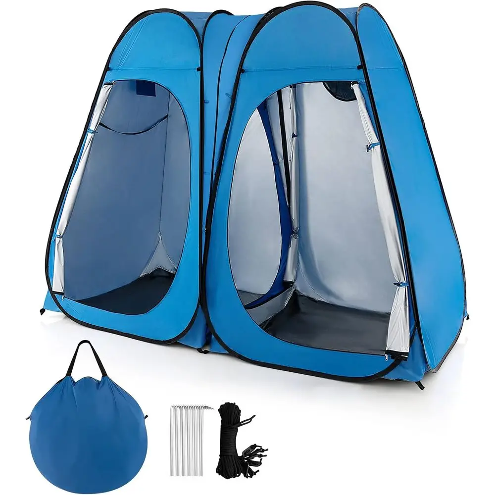 

Portable Outdoor Shower and Changing Tent with Ground Stake, Wind Rope, Carry Bag, Window, Clothesline, and Privacy for Camping