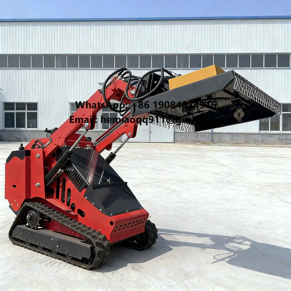Mini Skid Steer Loader Track Loader With Lawn Mower Attachment Hydraulic Compact Crawler China Machine