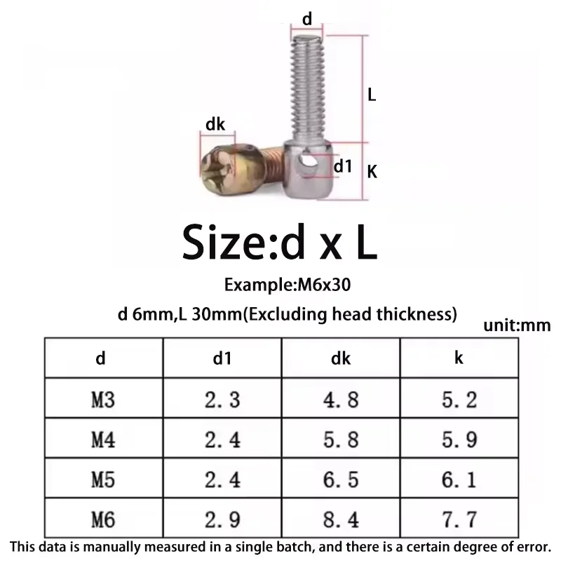M3 M4 M5 M6 Iron Plated Color Zinc Carbon Steel/304 Lead Sealing Screw Electric Meter Sealing Watch With Hole Cross Bolt