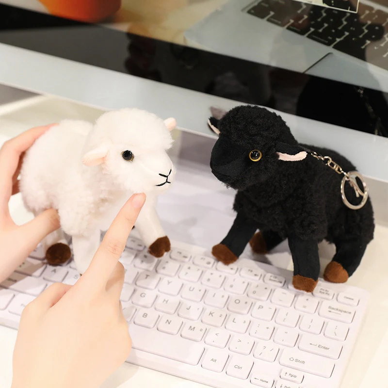 18/30 cm Realistico Pecora Peluche Bianco, Nero Simulato Pecora Peluche Bambola Pecora Ciondolo Peluche Giocattolo Regalo Di Compleanno Per Il Capretto