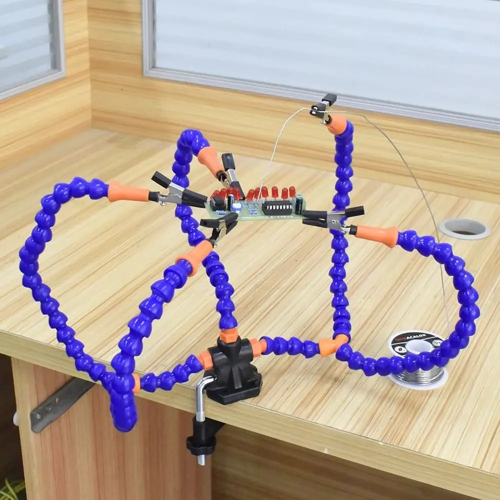 Soldering Helping Hands Tool Multi-Purpose Adjustable Soldering Station Holder ABS Strong Resilience Flexible Arms Tool