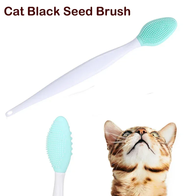 3 uds cepillo de aseo para gatos para acné y barbilla de gato, cepillo exfoliante de semillas negras para gatos, raspador de silicona suave para el cuidado del acné y la barbilla de gatos