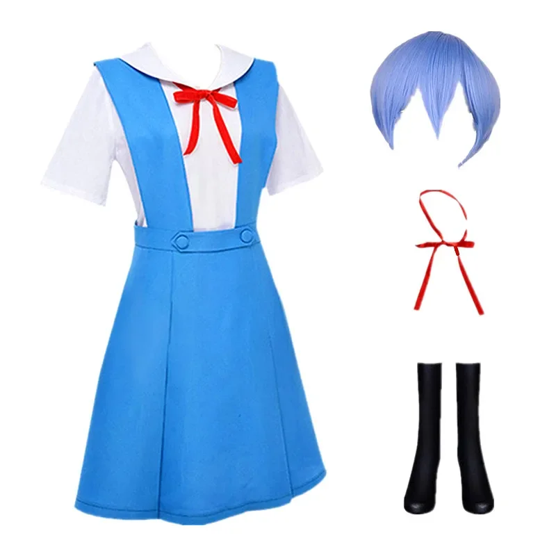 New Evangelion school dress anime uniform women sexy cosplay costume with wig and black socks Halloween costume