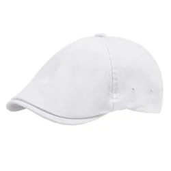 VOBOOM Flat Hat For Men Classic Newsboy Cap Golf Caps Twill Cotton Classic Ivy Hats Cabbies Headpiece Casual Beret White