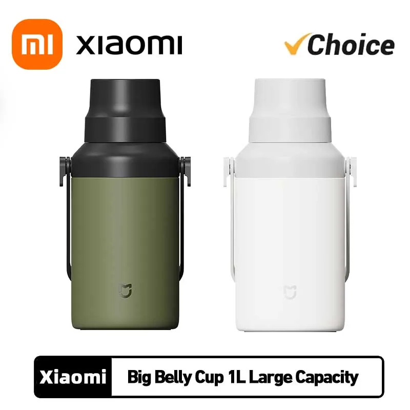 

2025 Xiaomi Mijia термос с большим животом, 1 л, большая емкость, чашка для воды из нержавеющей стали, чайная чашка, сохраняющая тепло, портативный чайник
