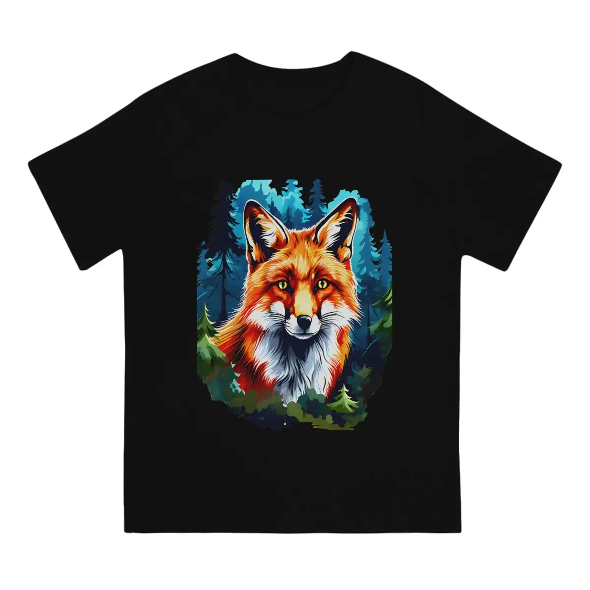 Watercolor  Foliage O Neck TShirt A Fox In The Wild Classic Polyester T Shirt Man's Tops Fashion