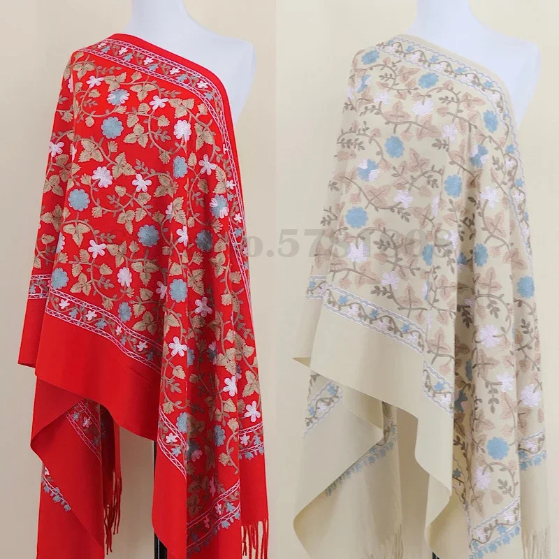 

Ethic Style Embroidery Long Scarf Fashion Tassels Scarves Warm Pashmina Shawls Wraps Women Bufanda Imitation Cashmere Pashmina