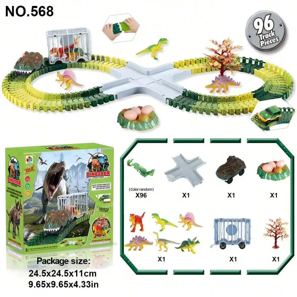 Magic Glowing Race Cars, Police Jeep Electric Toys, LED Race Track Set, Kids Car Parts, Birthday Gift for Boys & Girls