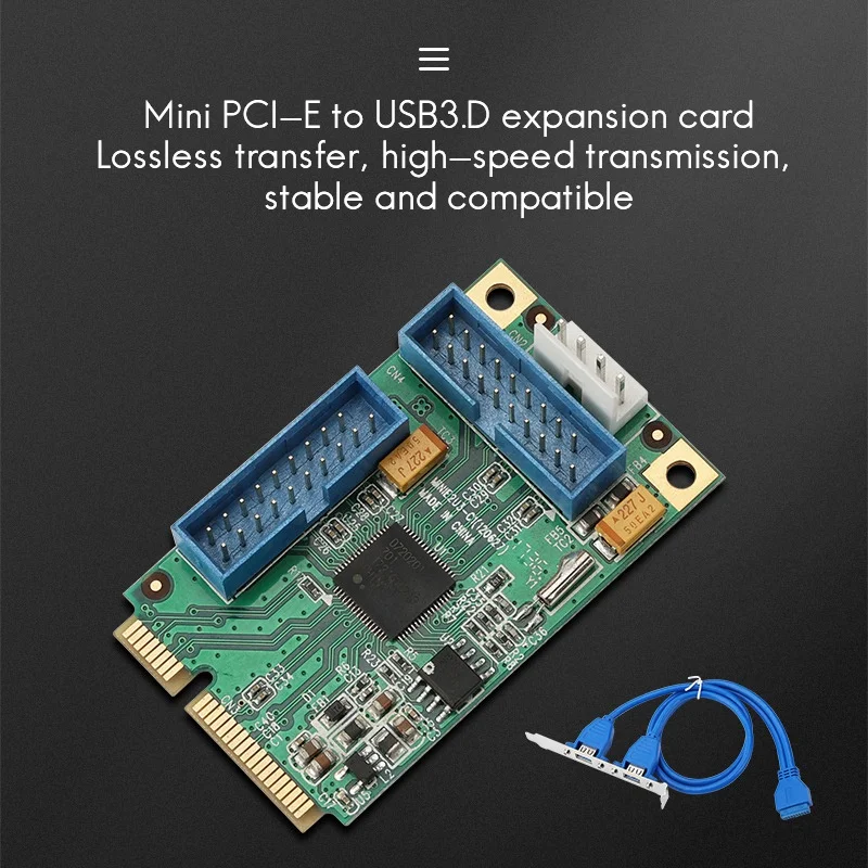 Tarjeta de expansión PCI-E a USB3.0, 2 puertos USB 3,0 con conector interno de 19 pines, alimentación para PC de escritorio