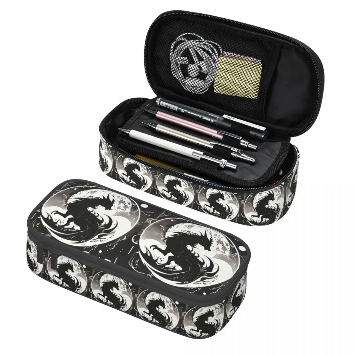 

Mysterious Silvery Dragon And The Moon Pencil Case Pencil Pouch Storage Stationery Supplies Pen Box Pencil Bag for Students