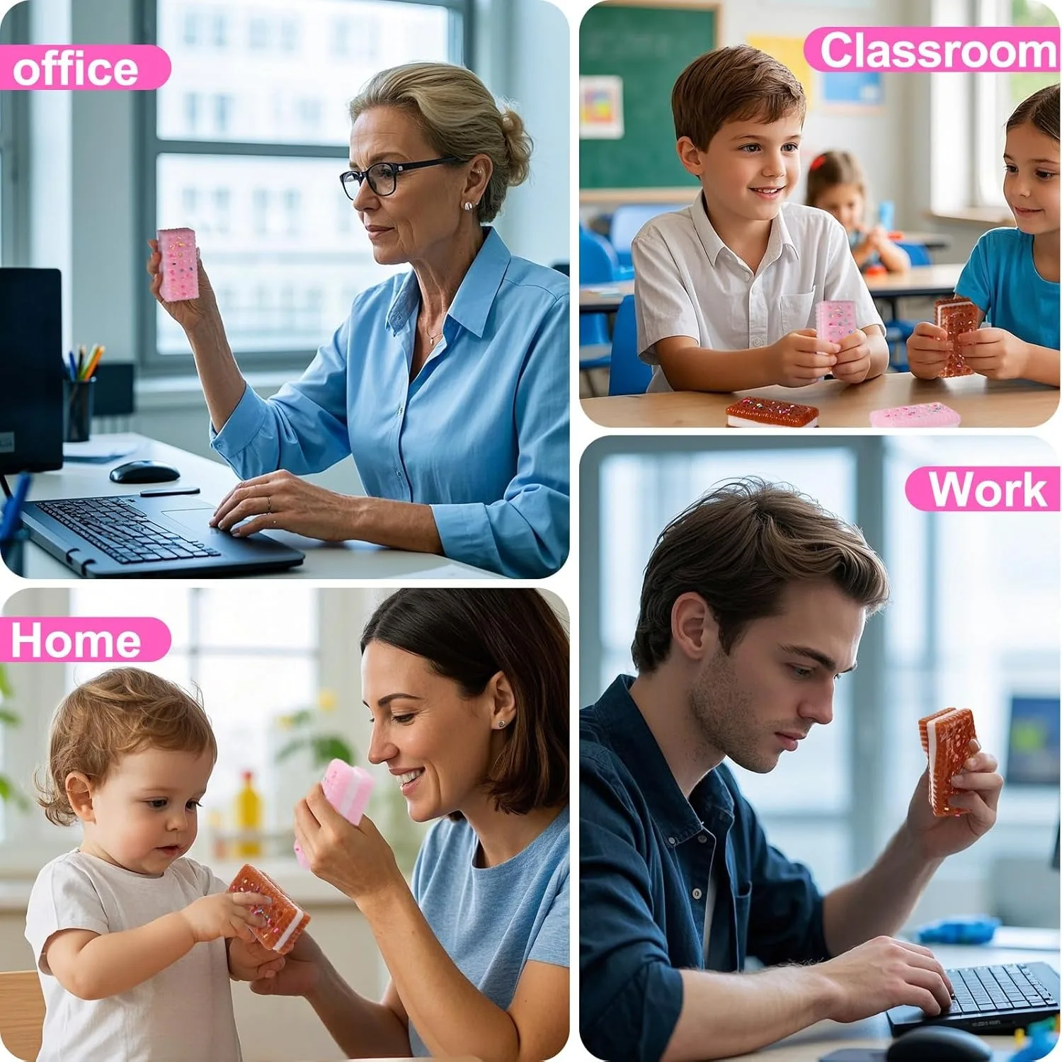 2個入り シリコン製 ストレス解消 スクイーズクッキー スクイーズ フィジェットトイ 超ソフト 握って遊べるおもちゃ 楽しい 減圧玩具