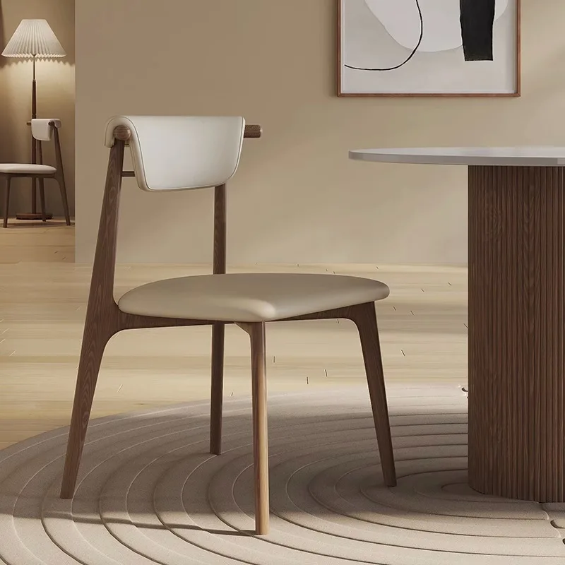 

Nordic Cream Style Solid Wood Dining Chair Light Luxury Simple Modern Home Restaurant Back Chair