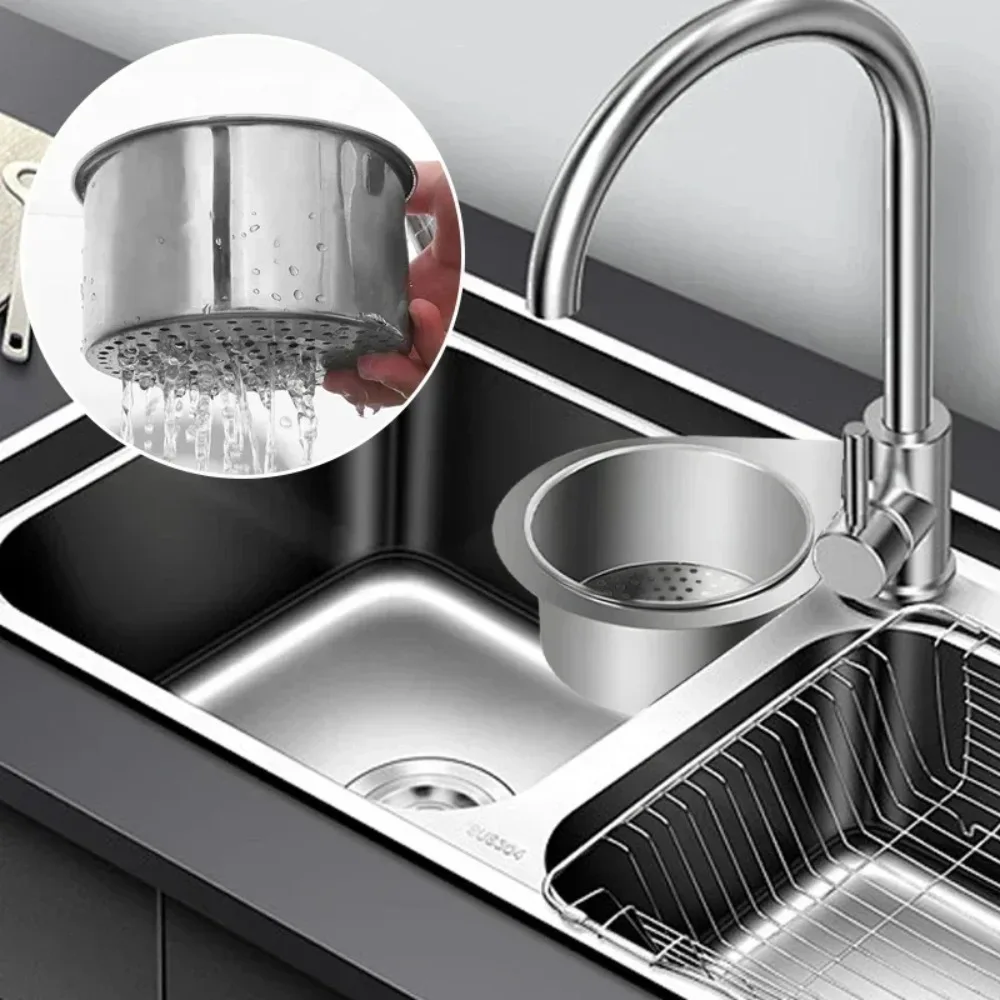 Stainless Steel Swan Sink Strainer Hanging Detachable Kitchen Sink Garbage Dry Wet Separation Filter Basket Kitchen Accessories
