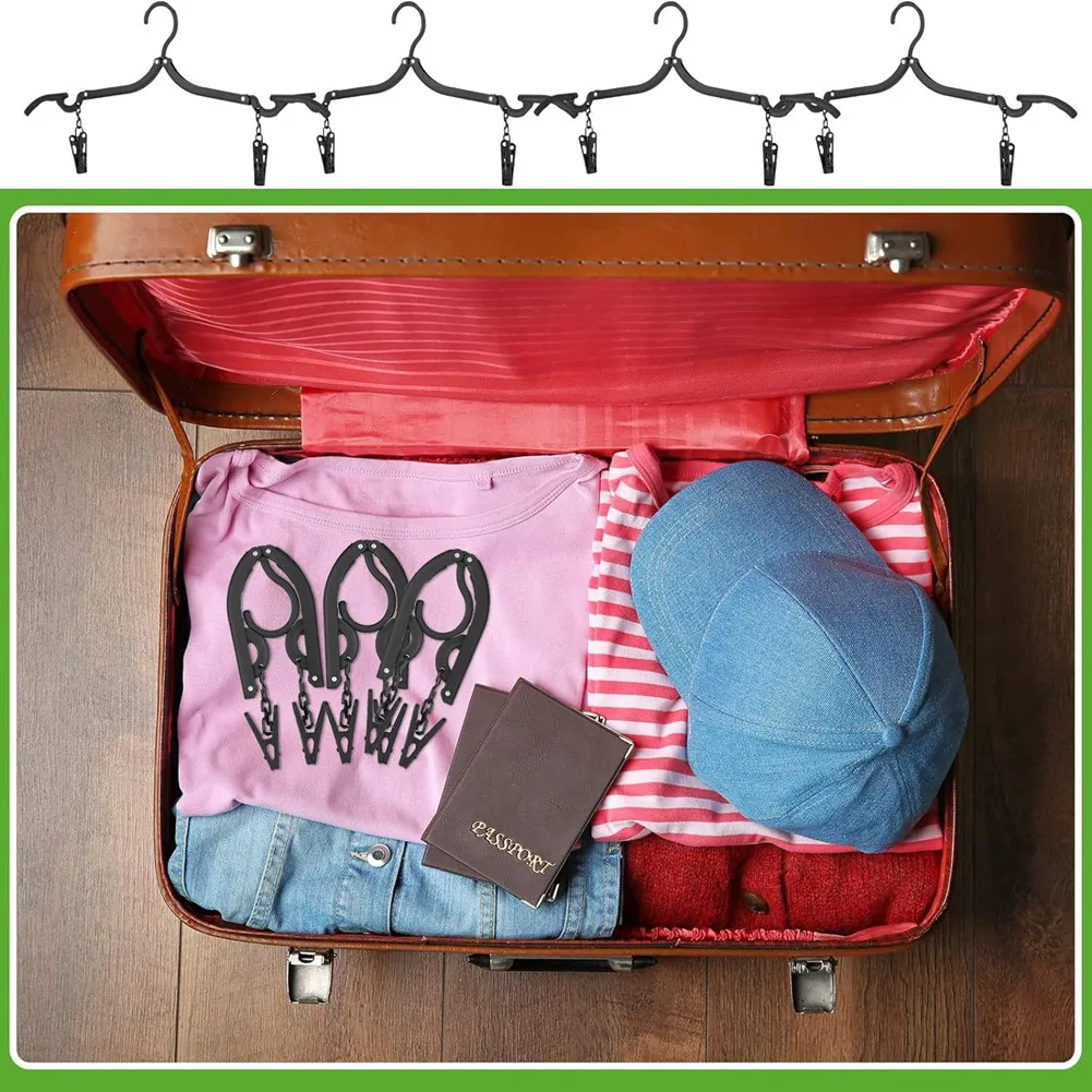 

B03C-Folding Travel Hanger Foldable Clothes Hanger With Clip Portable Travel Clothes Rack