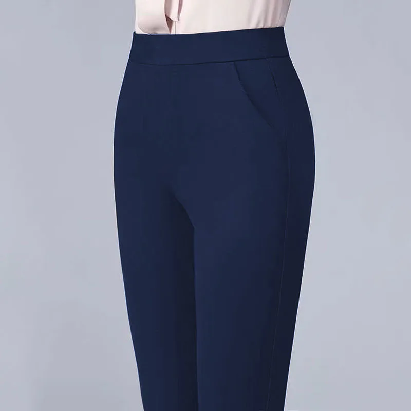 Office Lady Loose Big Size Pencil Pants Spring Summer Elegant Women 5XL Pockets High Waist Casual Solid Straight Trousers 2022