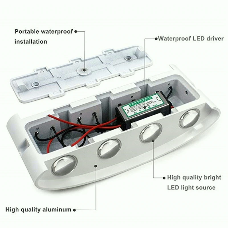 Lampu Dinding LED 2W/4W/6W/8W/10W Modern, Lampu Dinding Aluminium Hardwired, Lampu Dinding Hitam Model Up Down untuk Ruang Tamu