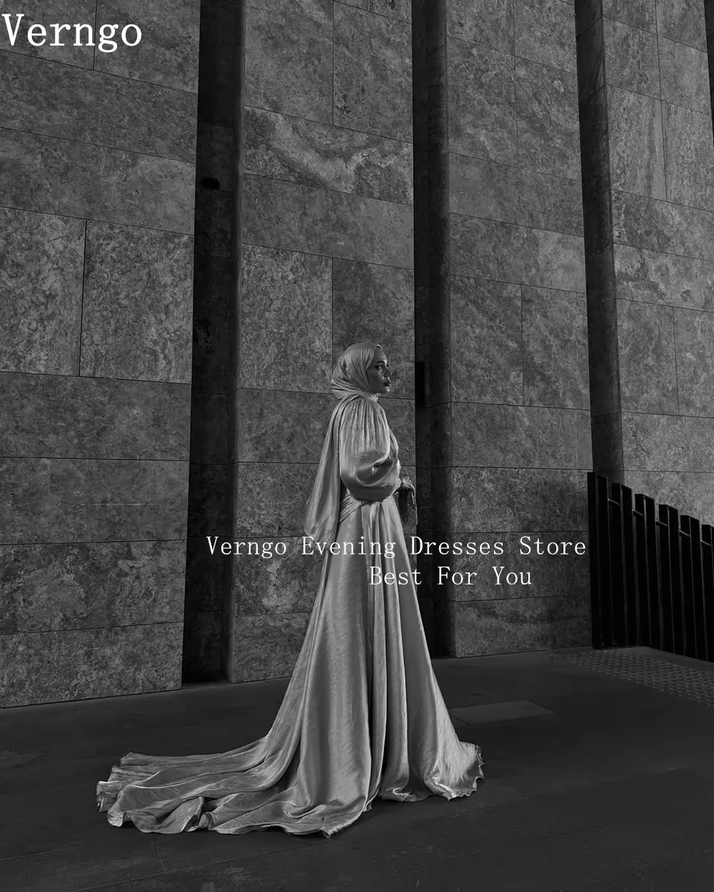 Verngo Pink Evening Dress High Neck Prom Gowns Long Sleeves Muslim Women Elegant Formal Dresses Modest Party Dress Customized