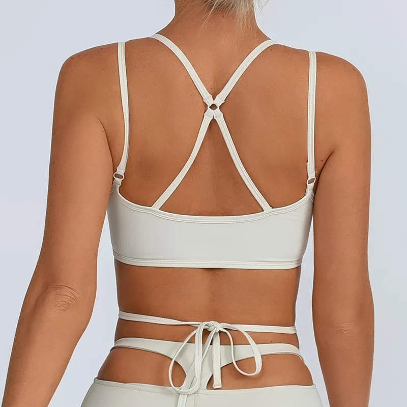 حورية البحر منحنى الخارجي سترة يوجا المرأة جميلة الظهر الصليب الدانتيل مع وسادة الصدر ليكرا التجفيف السريع الرياضة اللياقة البدنية حبال المرأة #4