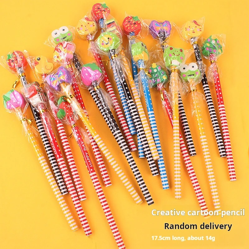 Cartoon Animals HB Pencil Wooden Pencil with Removable Eraser Cute Erasable Corrector 40pcs Randomly image 6