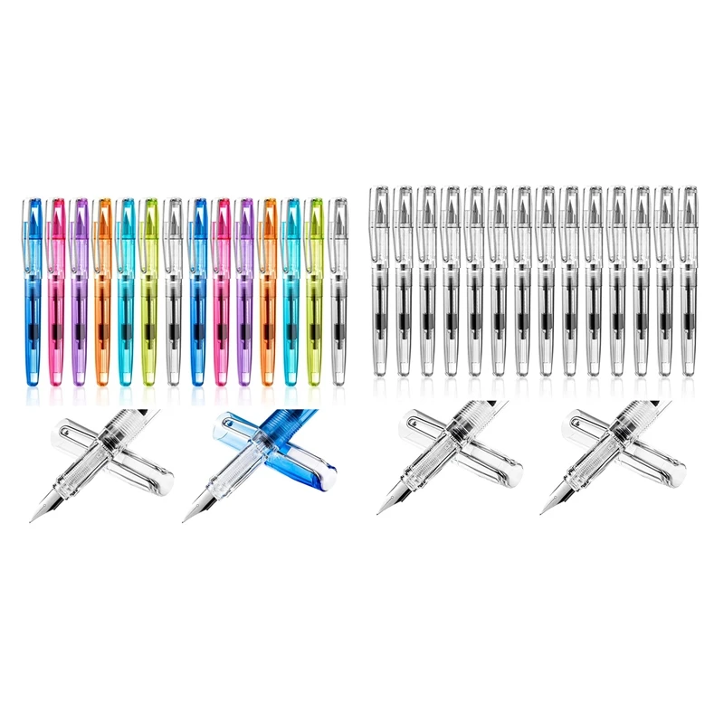 16 قلم قابل لإعادة الملء للاستعمال مرة واحدة لكتابة قلم حبر مميز ذو طرف رفيع قلم حشو المكبس للرسم