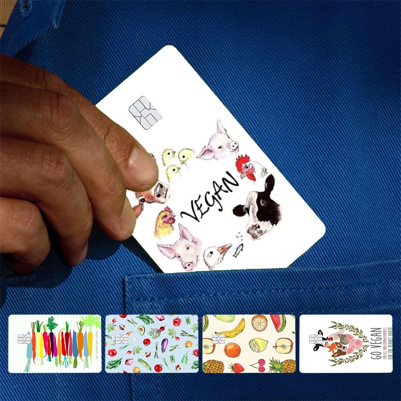 Веганские вегетарианские животные, цитаты любви, обложка, наклейка на кожу для кредитной карты, банка, дебета, автобус, карта, передняя сторона