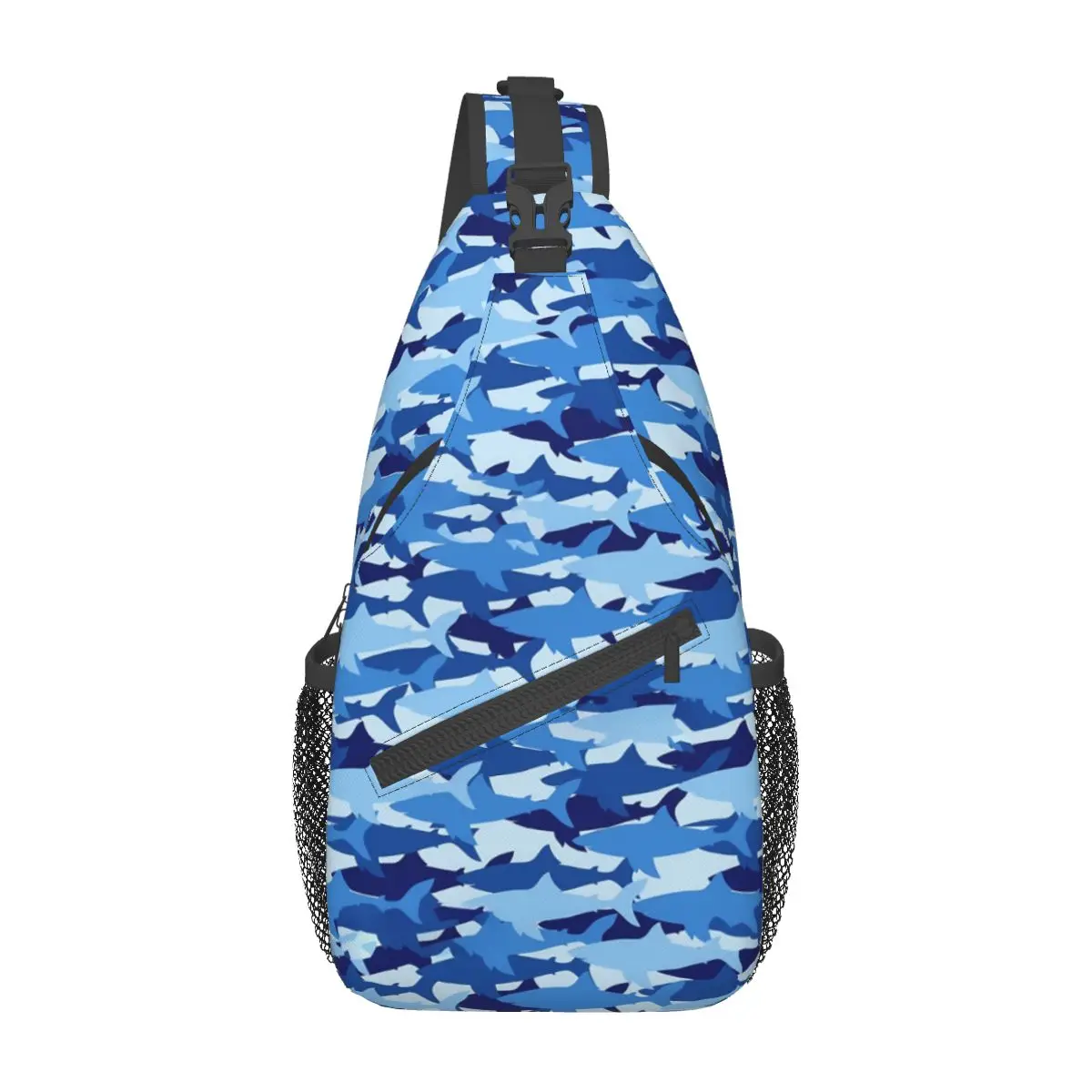 

Blue Shark Shoulder Bags Animal Print Workout Chest Bag Men Hiking Print Sling Bag Streetwear University Crossbody Bags