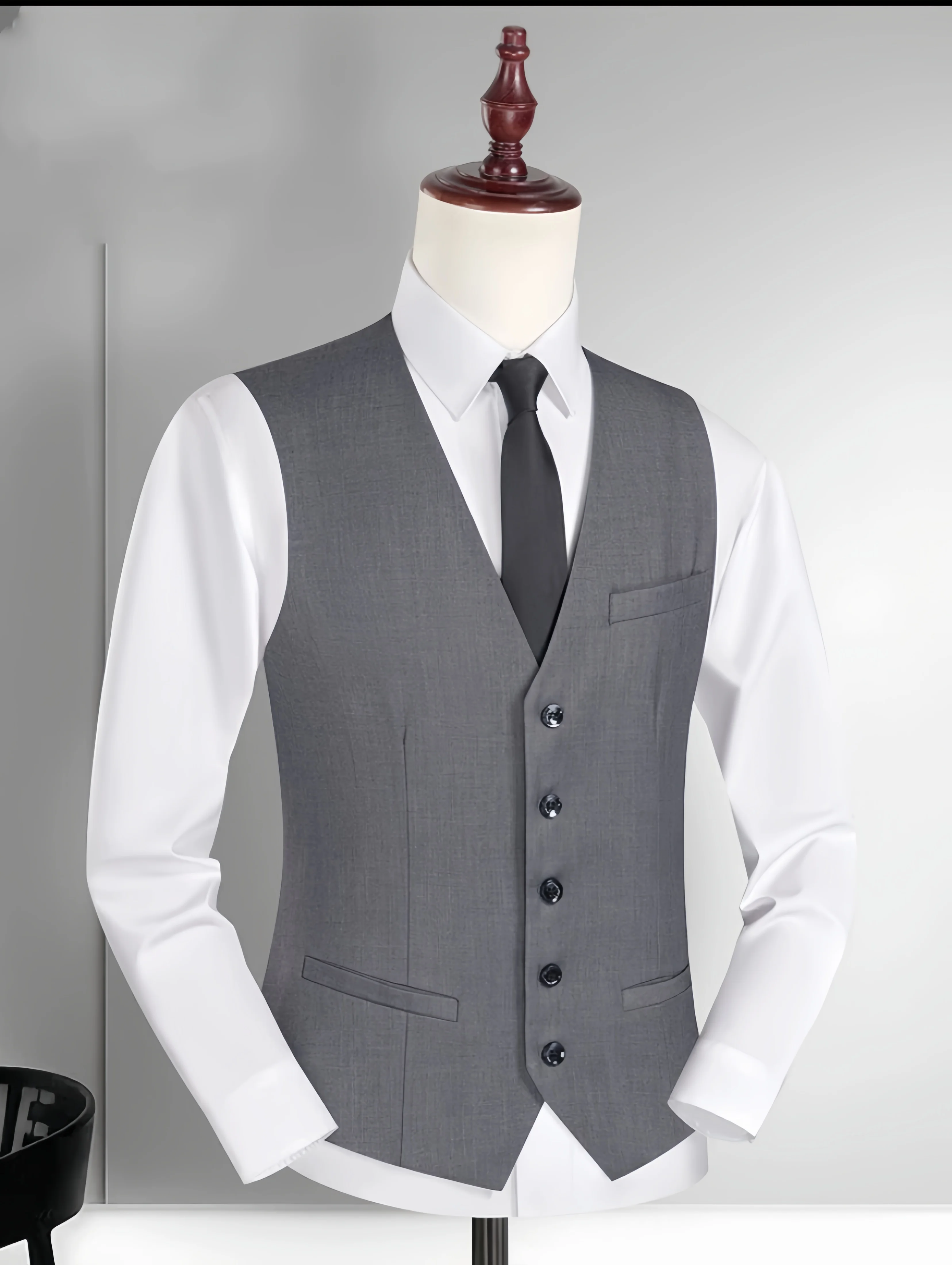 Fashion Single Breasted Suit Vests for Men Grey Black Navy blue High-end Male Waistcoat Slim Fit Formal Business Casual Vest
