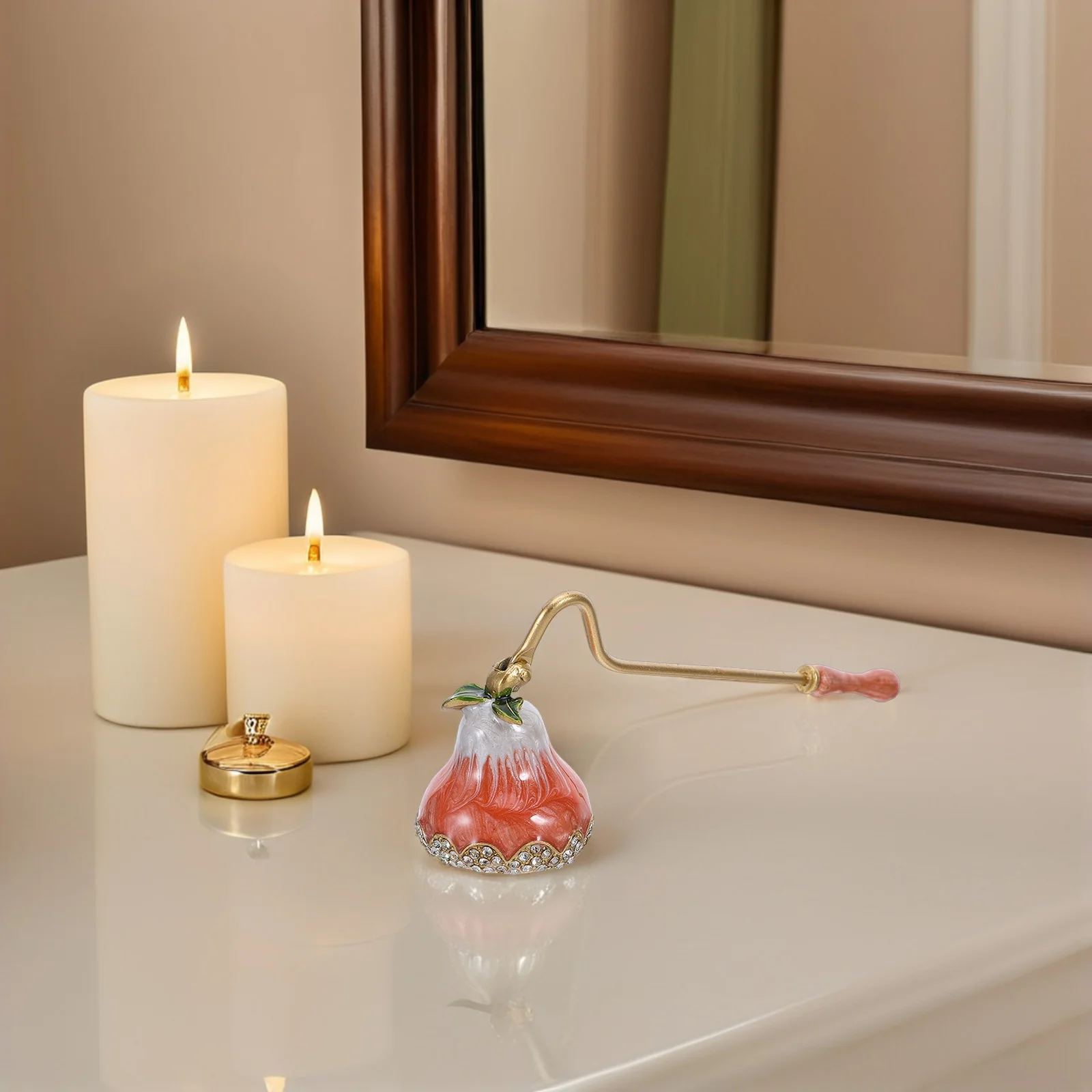 

Vintage Long Handle Snuffer Flower Wick Extinguisher Rustic Decorative Wax Tool for Home Tabletop Decor