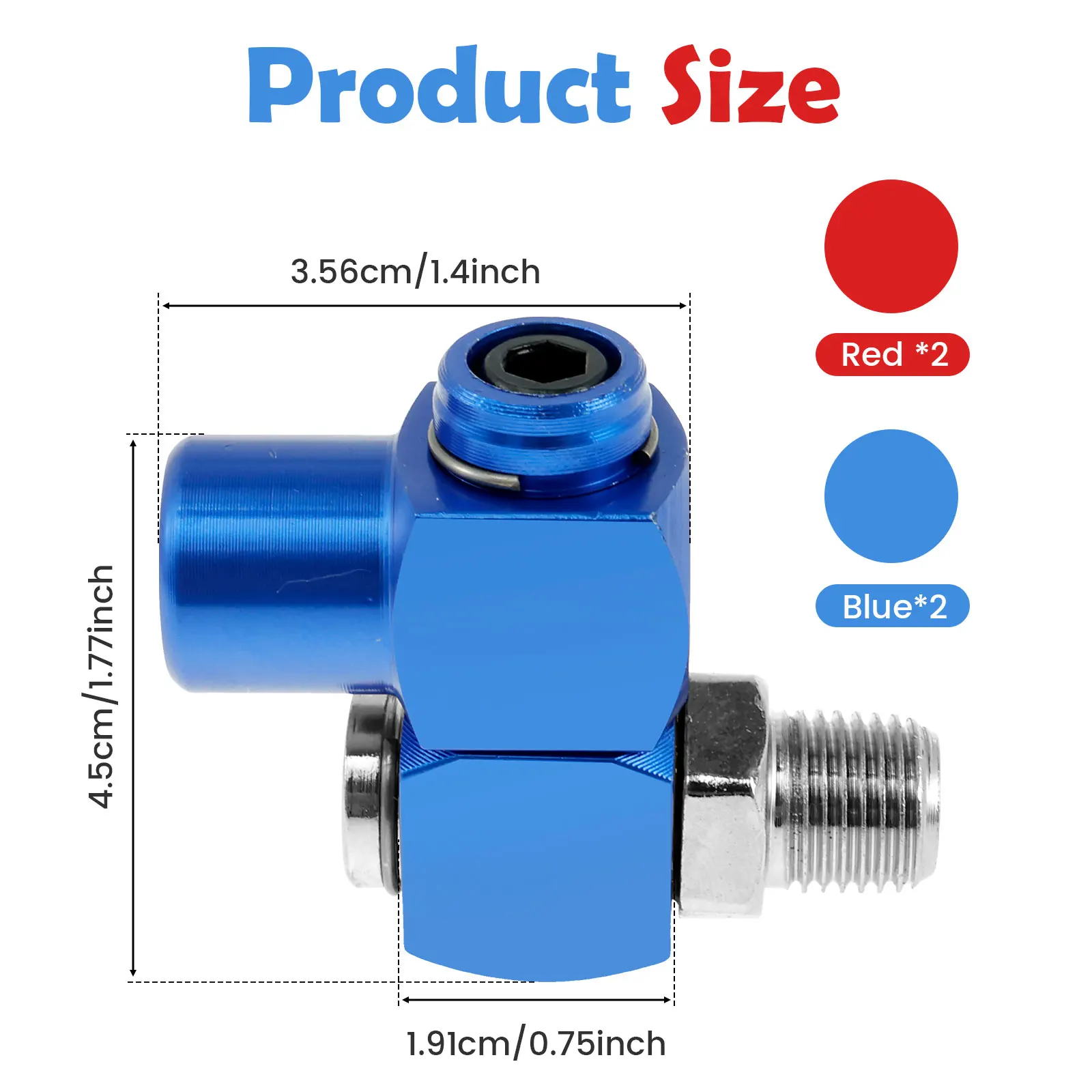 4Pcs Air Hose Connector 360° Swivel Air Hose Fitting Aluminum 1/4inch NPT Rotating Pneumatic Tool Connector Air Tool Fitting