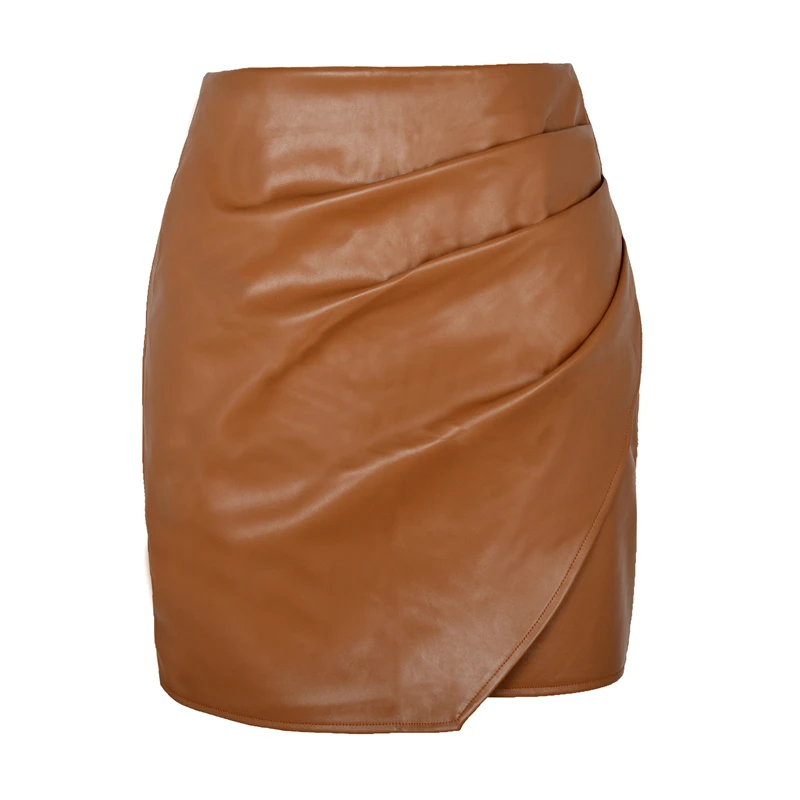 Vintage Leather Skirt Beach Boho Sexy Women's Pleated Female Clothing Cargo Zipper School Short Black Nightclub Y2k Mini Skirt