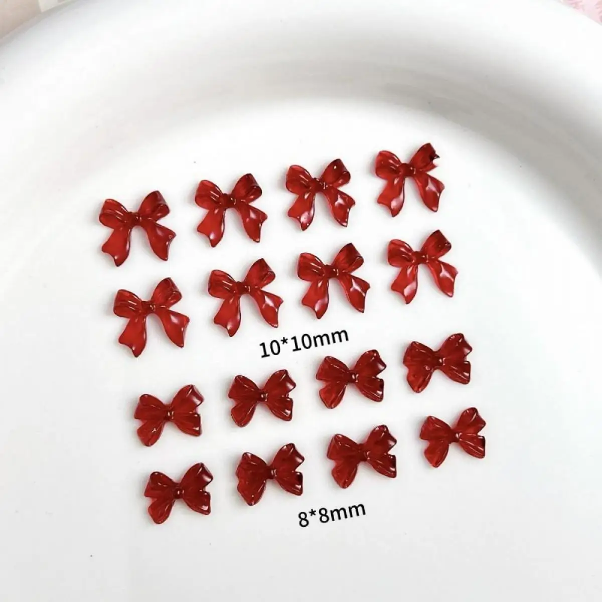 60PCS Minimalist Jelly Tie Resin Nail Art Charms Solid Color Ribbon Bowknots Nail Decorations for DIY Hairpin Nails Accessories