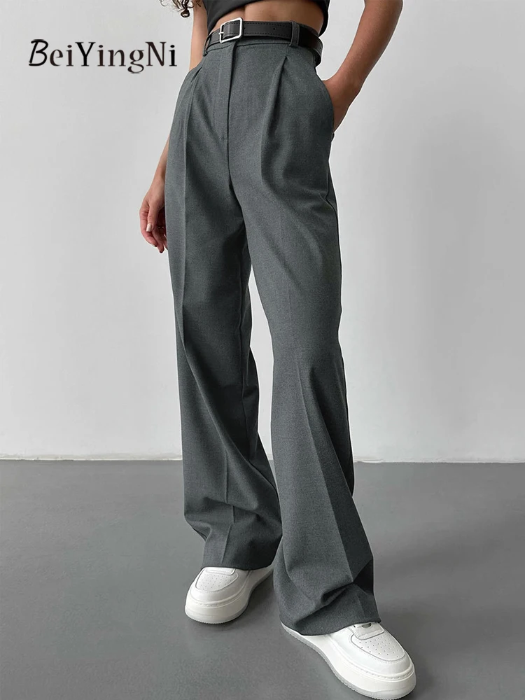 

Beiyingni Women's Suit Pants Elegant Solid Color Casual Female High Waist Straight Trousers 2025 Spring Summer New OL Pantalones