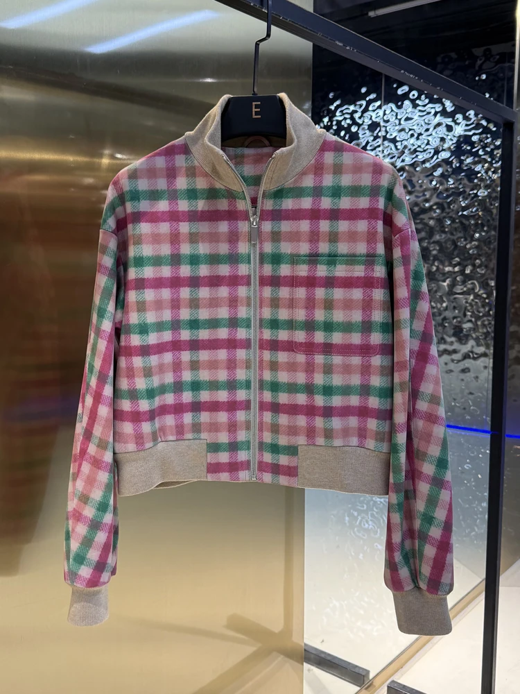 

European Sle Lambskin Leather Jaet Printed Smooth Surface Stand Collar Baseball irt ort Outerwear Faionable Autumn ...