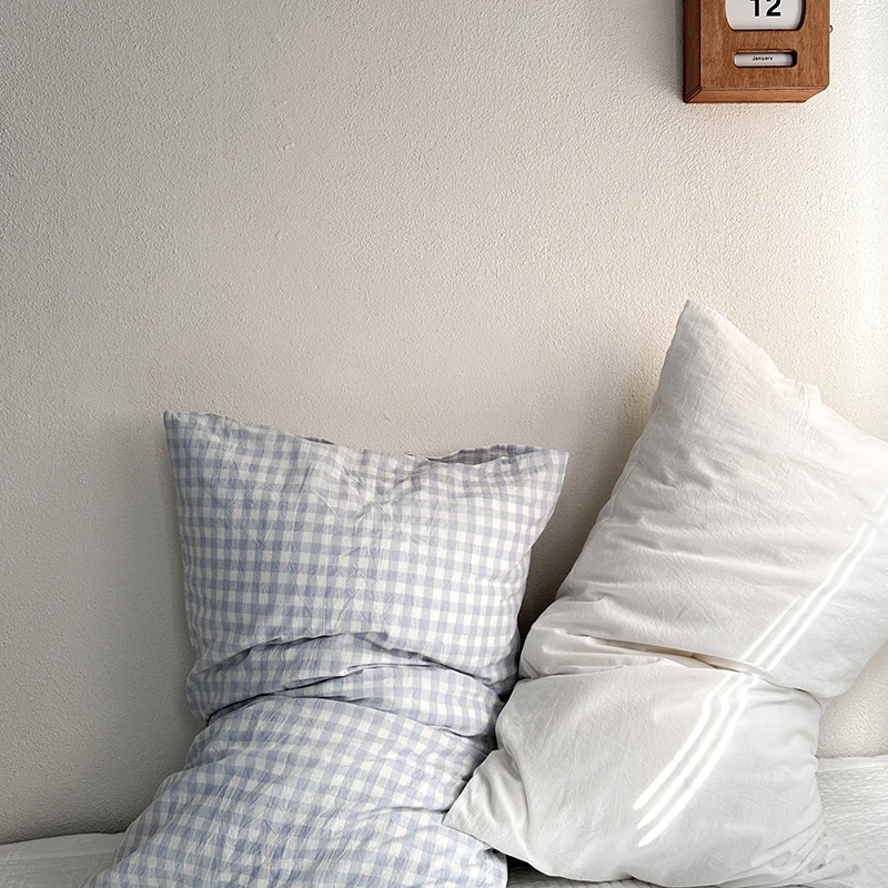 Taie d'oreiller en coton lavé, - Home Textiles Plaid avis et prix