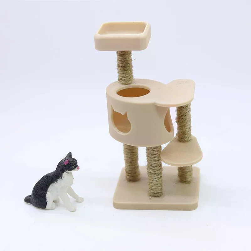 1/12 دمية محاكاة الحيوانات الأليفة القط تسلق الإطار نموذج دمية أثاث مصغر اكسسوارات المشهد الصغير البناء الدعائم #3