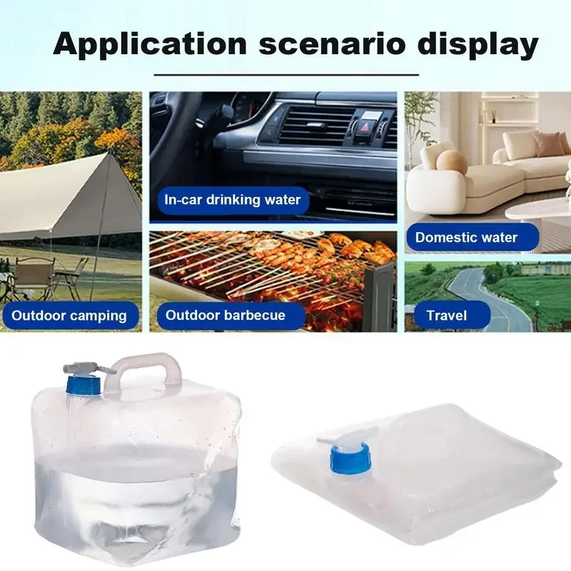 حقيبة مياه قابلة للطي سعة 10 لتر - حاوية محمولة قابلة للطي مانعة للتسرب للتخييم والمشي لمسافات طويلة والشواء وتخزين السيارات والطوارئ #3