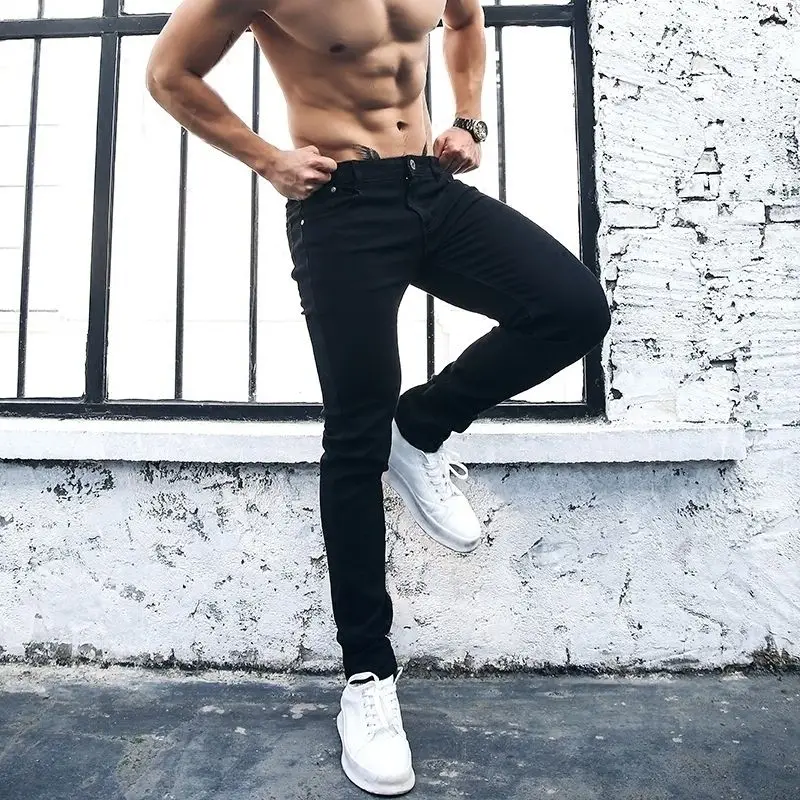 Men's Summer Black Skinny Jeans Stretch Slim Fit Casual Trousers High Quality Elastic Denim Pants Fashion Streetwear