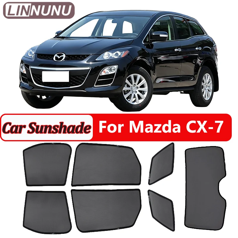 

LINNUNU For Mazda CX-7 2007-2014 Car sunshade Curtain Window Mesh Magnetic Sun Shade UV Protection Privacy Blocking accessories