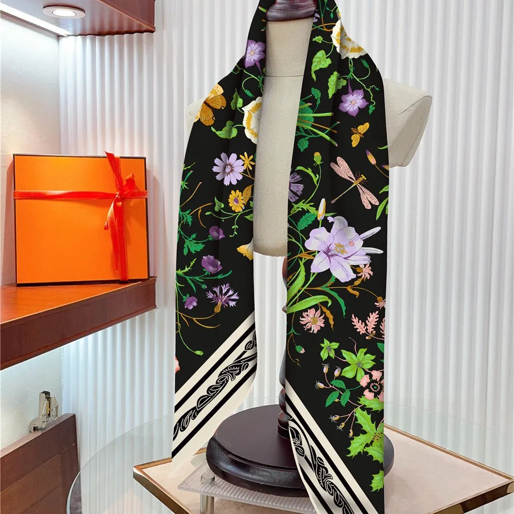 New 90cm Scarf Flower Printing Women's Twill Square Travel Decoration Shawl Sunscreen Fashion and Elegance Spring Autumn view 6