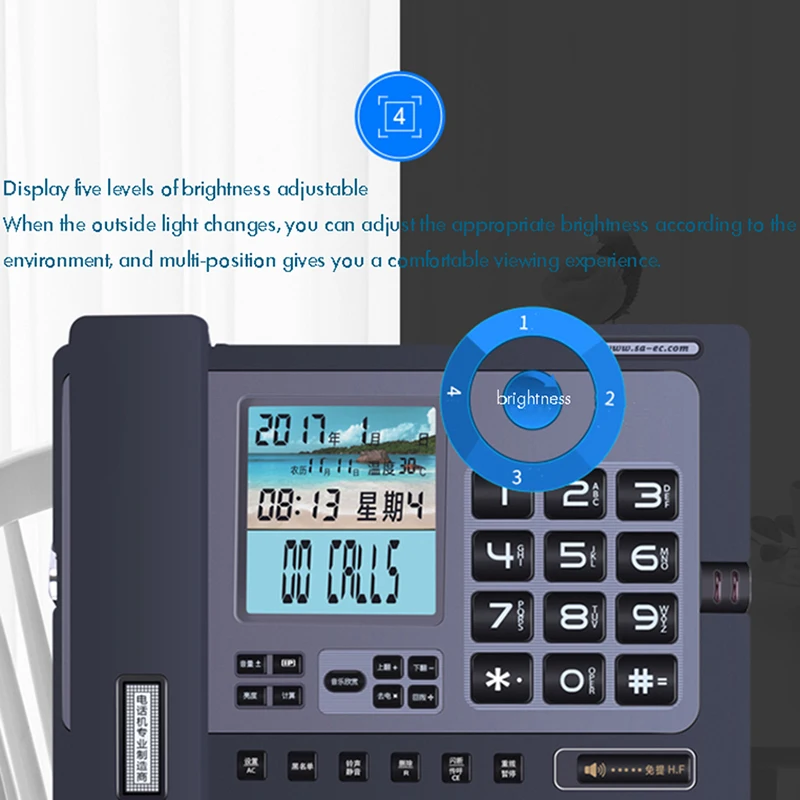 Office Home Corded Telephone Phone with Caller ID/Call Waiting, Speakerphone, Blacklist, Dual Interface Calculator & Alarm Clock