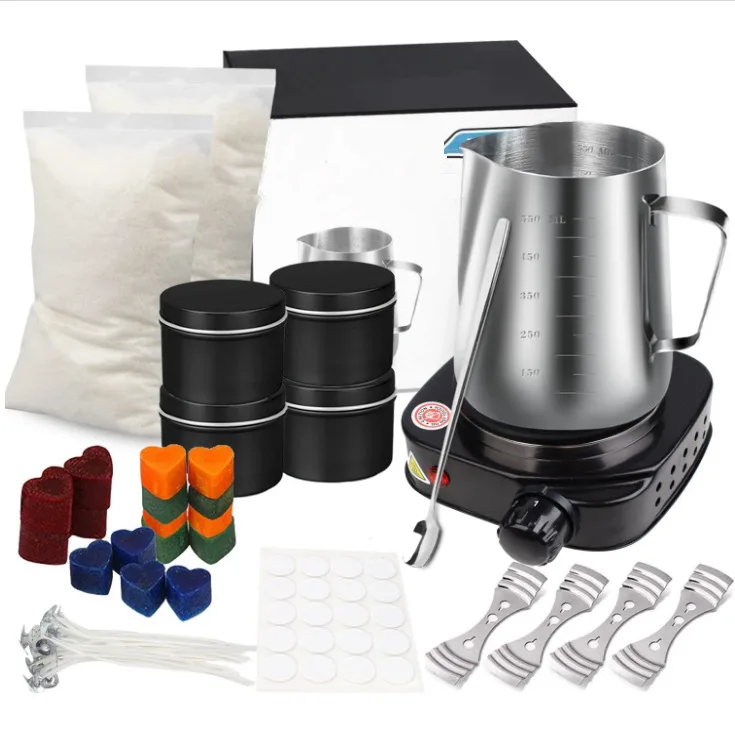 Full Set of Candle Making Supplies with Hot Plate for Candle Making Wax Melting Kit Candle Dumping Pot, Soybean Wax